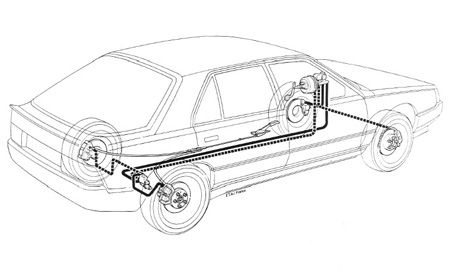 Контур системы АБС на Renault 25 